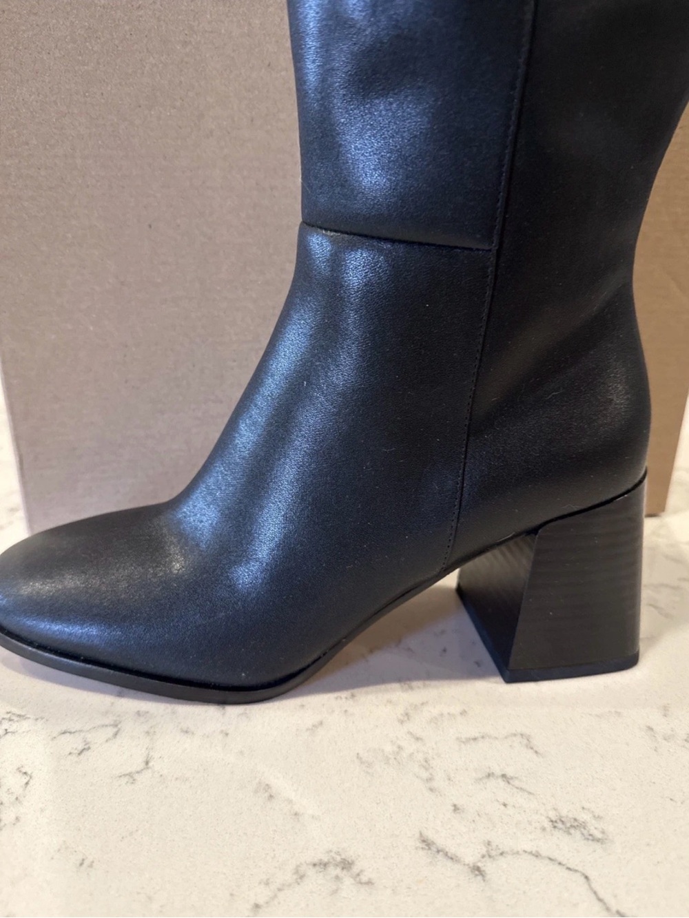 Coach Black Leather Tall Block-Heel Boots - Picture 3 of 13